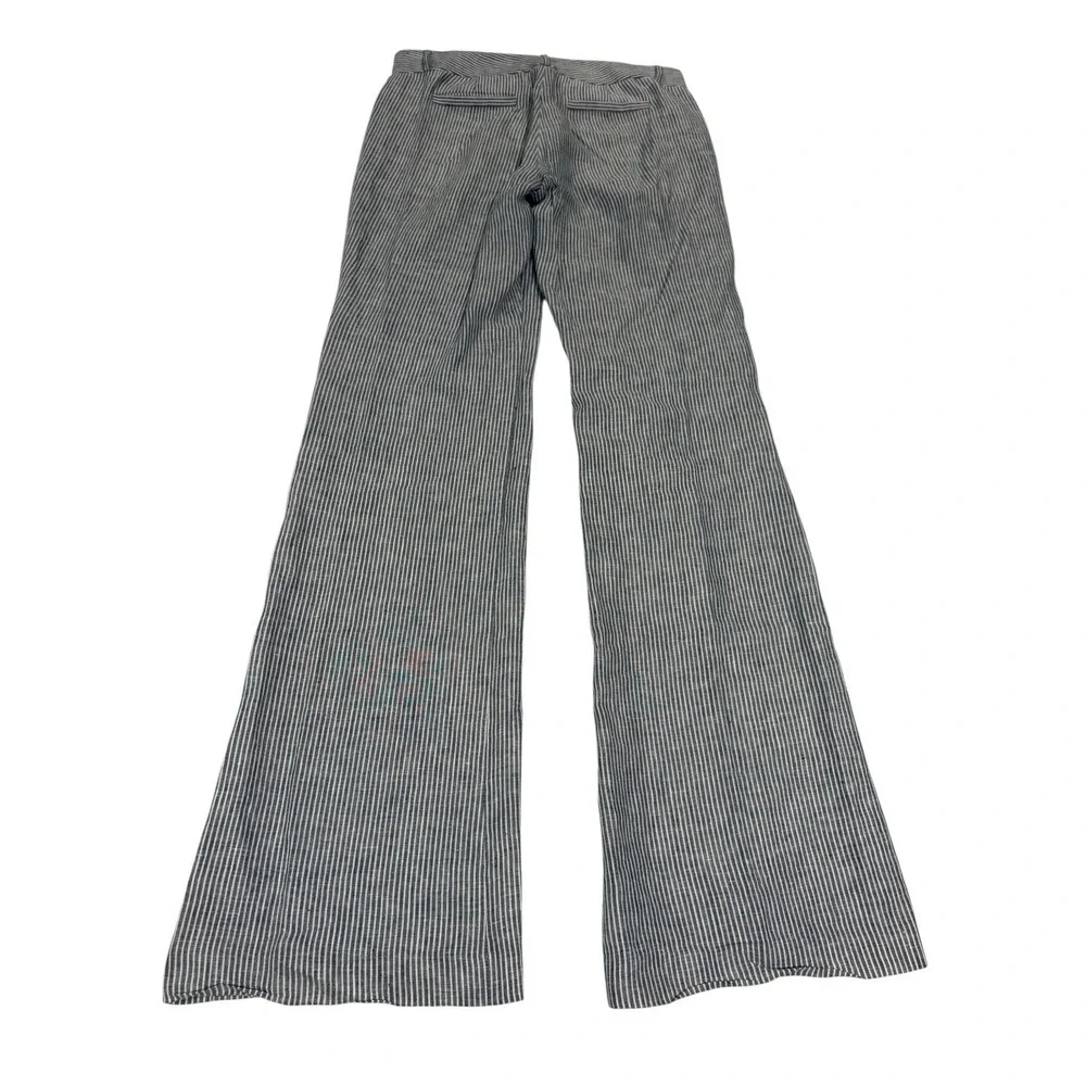 Banana Republic Trouser No. 718 Martin Fit Pants Women Size 8L Blue White Linen